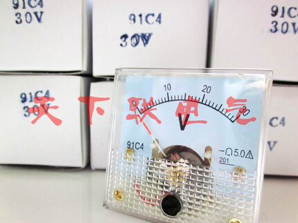 定制小型91C4机械指针式面板表直流电压表30V 50v伏特小表头45x45
