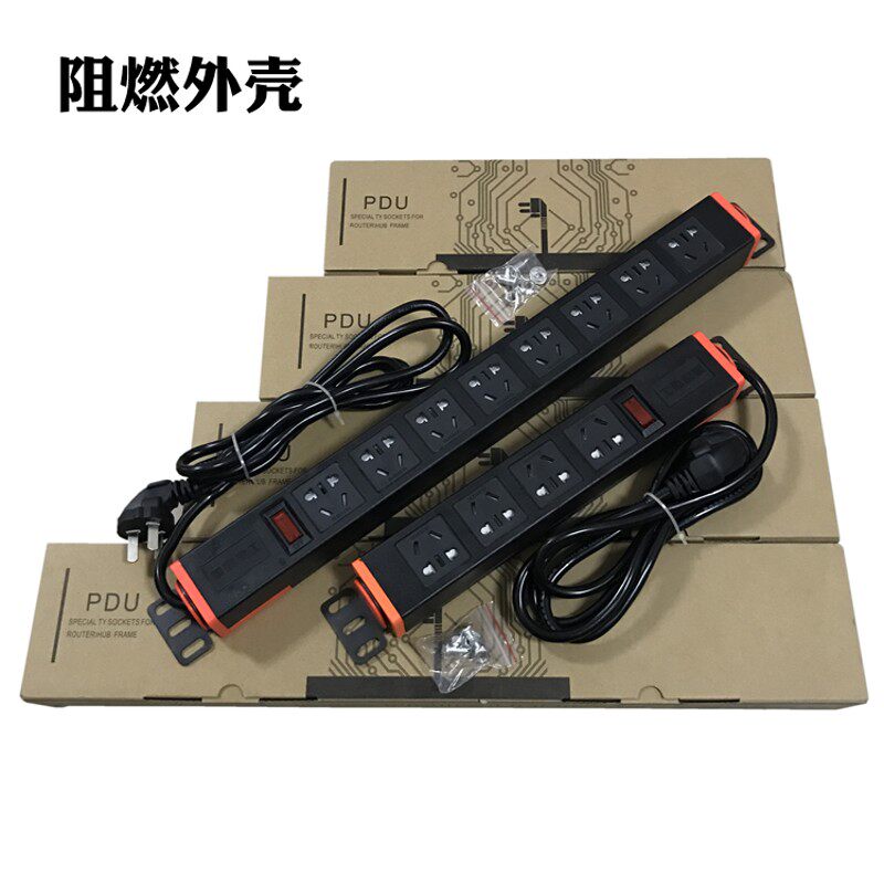 雅奇机柜pdu电源插座3-8位插排机房工业工程接线板无线插座大间距