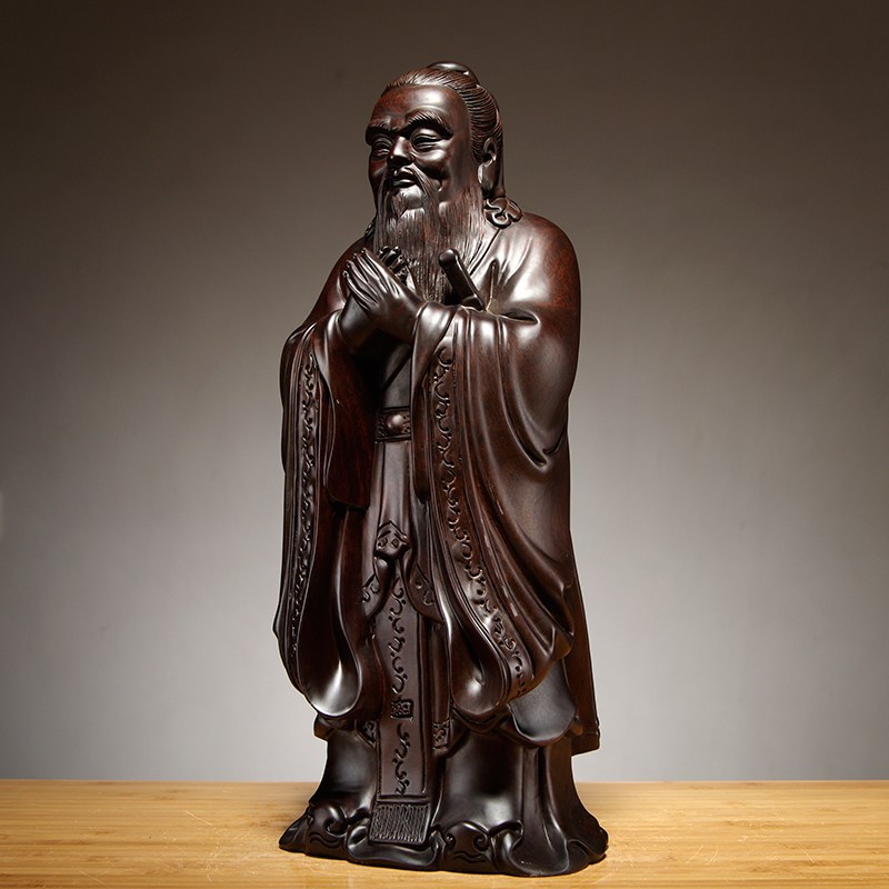 黑檀木雕孔子摆件孔子人物雕刻家居办公室学校装饰工艺品教师送礼
