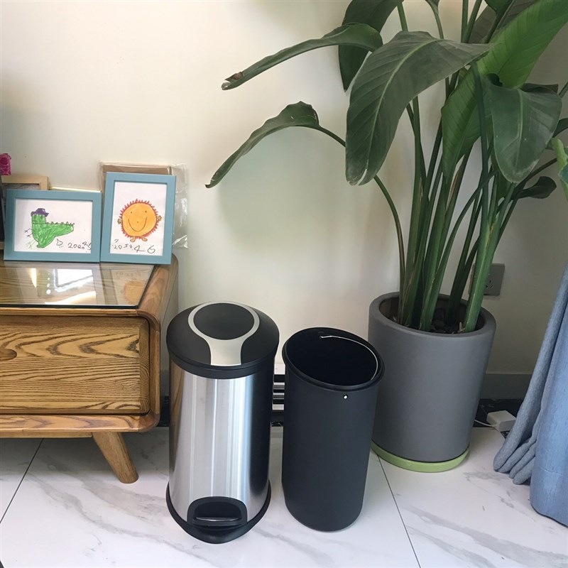 包邮欧式5L/12L/20L/30L椭圆形垃圾桶不锈钢脚踏式带盖客厅厨房用