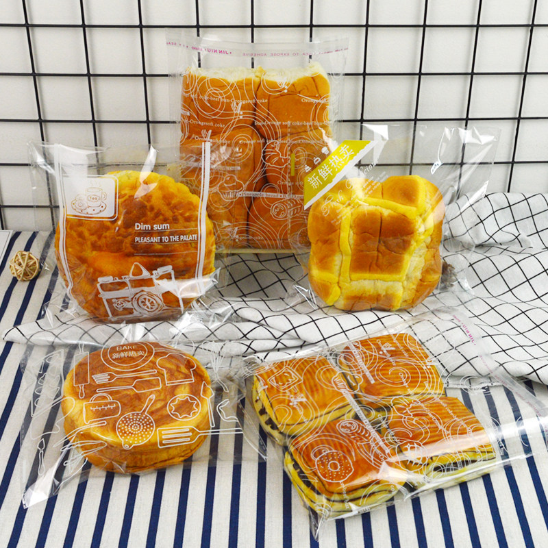 烘焙包装透明胶条自粘面包袋甜品点心饼干食品不干胶自封包装袋子图片