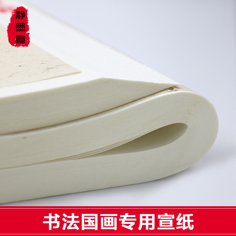 四尺六尺对开三四开仿古白色半生熟宣书法练习创作100张毛边宣纸
