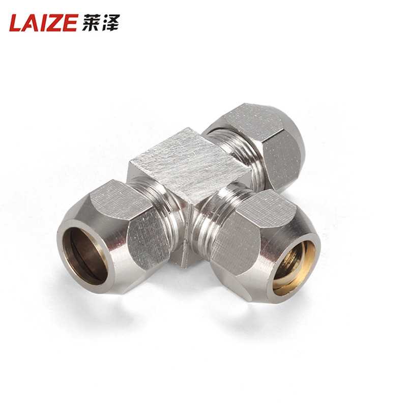 铜镀镍卡套接头/铜管接头油管铝管钢管T型三通6mm/8mm/10mm/12mm图片