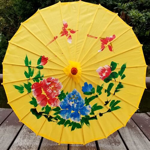 梅花牡丹花绸布伞模特旗袍走秀道具伞舞台舞蹈演出跳舞伞红色花伞