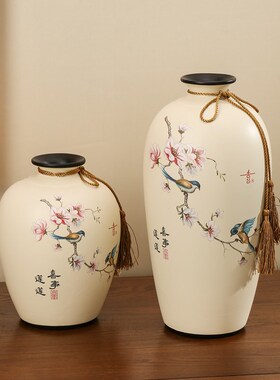 创意陶瓷花瓶摆件三件套 高级感家居装饰品 新中式风格客厅摆件