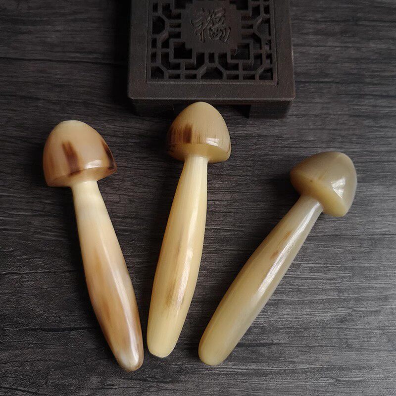 蘑菇棒白水牛角脸部刮痧板点穴位按摩眼霜导入棒通用女眼部拨筋