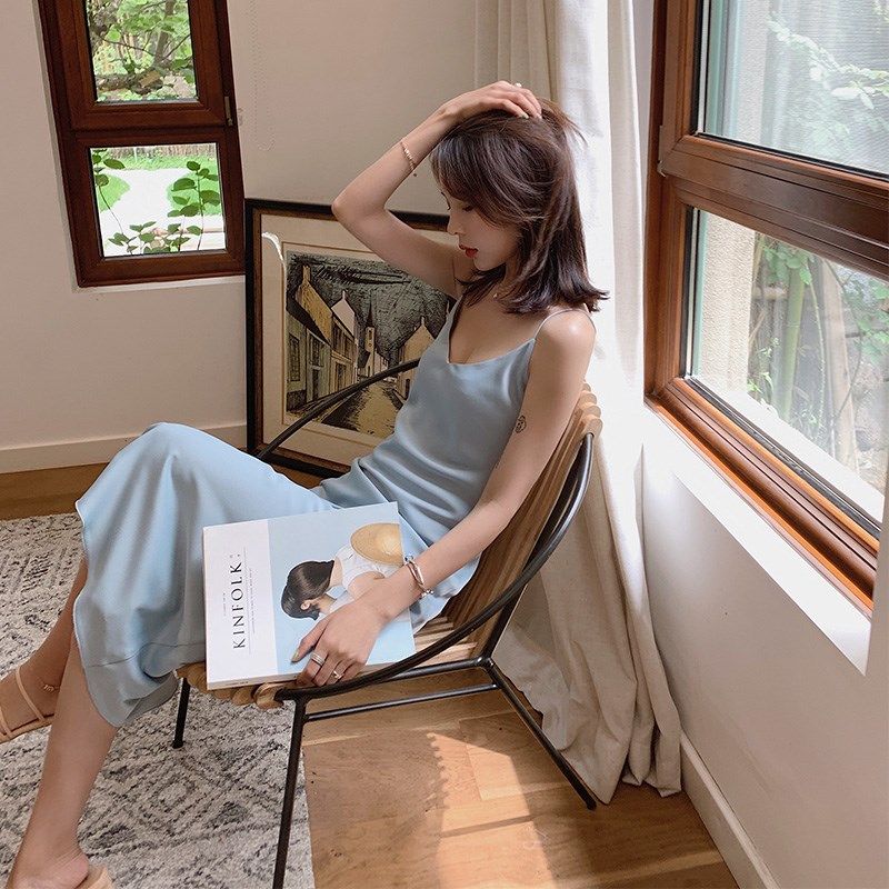 连衣裙2023新款夏装吊带裙闺蜜装很仙的法国小众桔梗裙仙女裙子