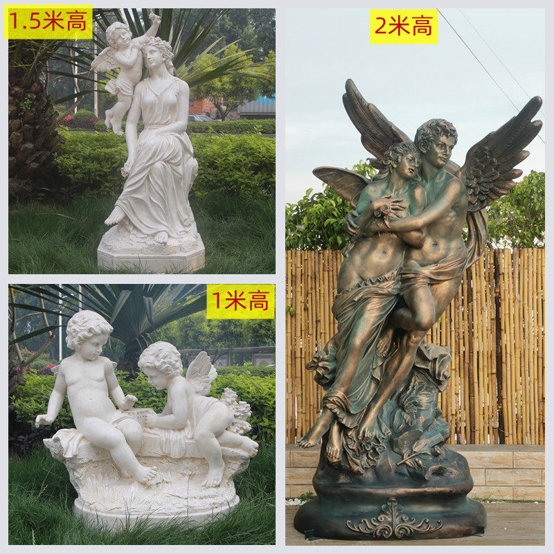 玻璃钢人物雕塑花园母子大摆件小孩情侣天使KTV酒店大堂落地摆设