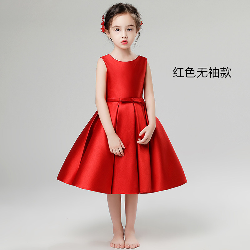 儿童晚礼服裙女童公主裙小花童钢琴演出服主持人婚纱长袖走秀秋冬
