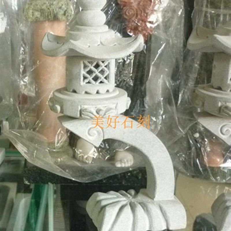 天然青石雕刻复古笼六角小灯笼摆件石雕工艺品迷你小灯笼 一个