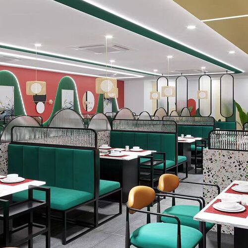 轻奢网红西餐厅火锅餐饮靠墙沙发卡座烤肉饭店火锅V店岩板桌椅组