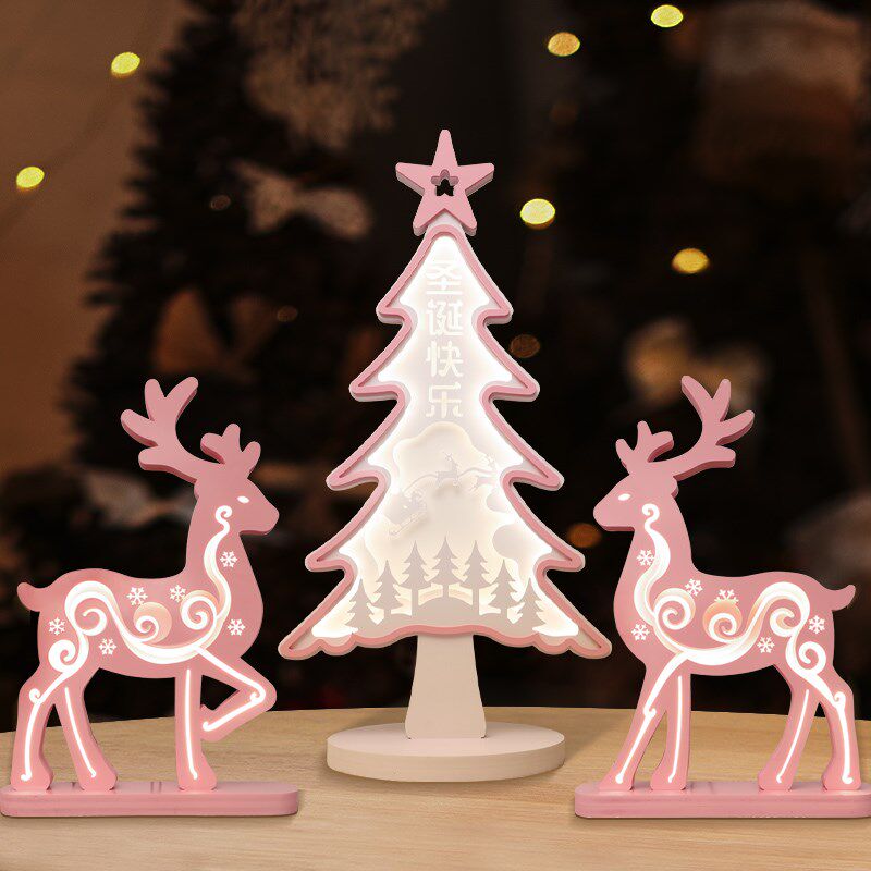 2024新圣诞树麋鹿圣诞节小鹿装饰品商场美陈酒店橱窗场景布置摆件