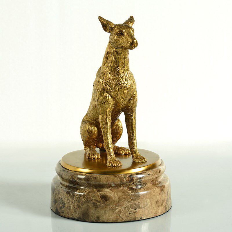 欧式美式纯铜招财狗摆件 客厅茶几玄关软装样板房摆设品