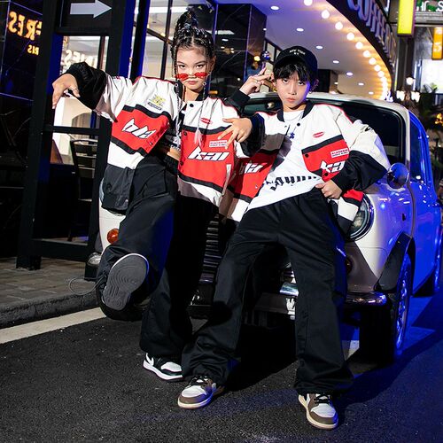 儿童街舞服男女童潮酷机车上衣嘻哈hiphop表演服少儿架子鼓服套装
