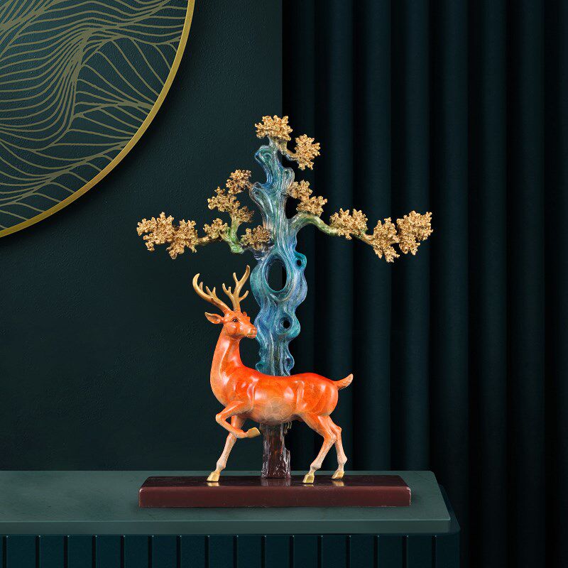 彩铜梅花鹿摆件一鹿有你家居客厅电视柜收藏工艺品乔迁新居礼品