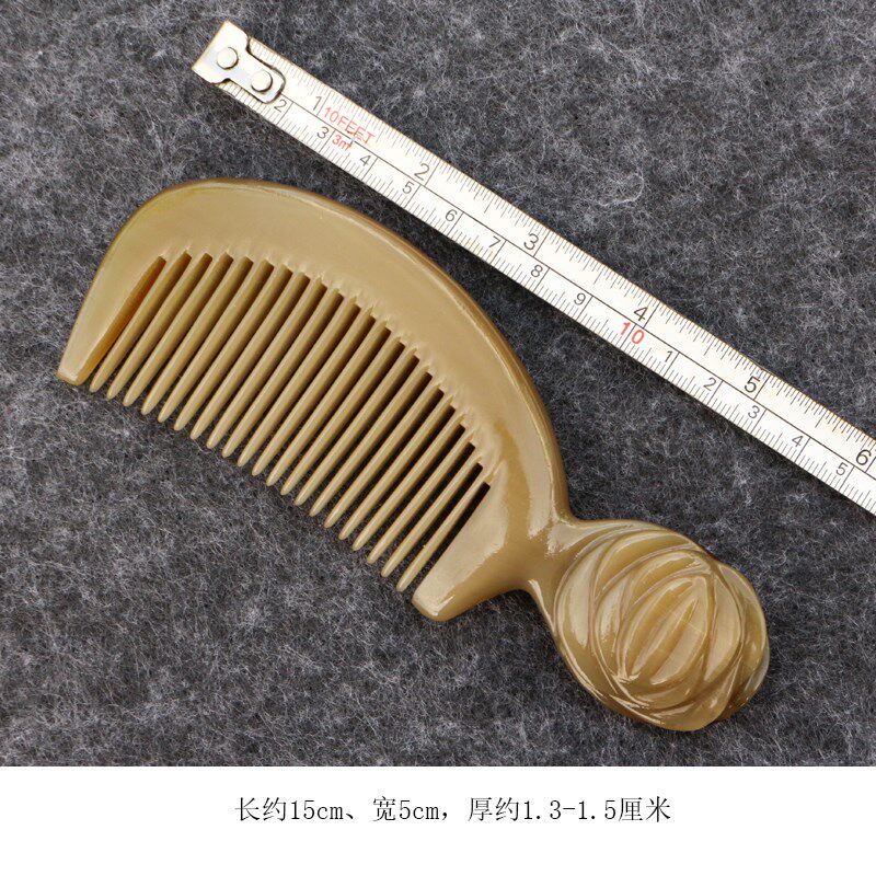 天然精品牛角梳加厚款家用可携式雕花头部按摩梳清洁头皮长约15厘