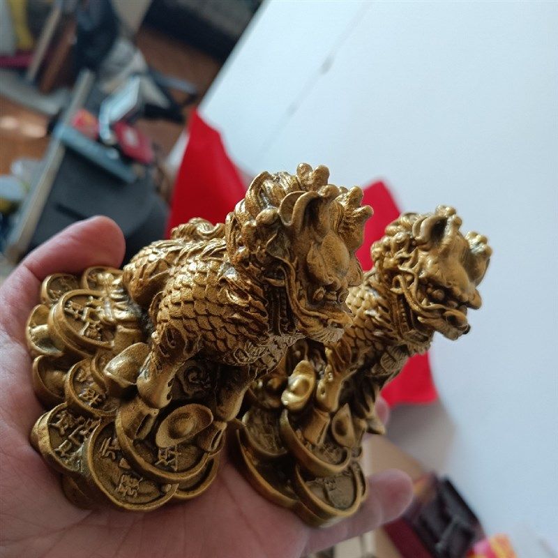铜麒麟摆件钱镇宅化招财壁刀路冲催子嗣窗台书房办公室反弓煞天斩