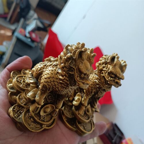 铜麒麟摆件钱镇宅化招财壁刀路冲催子嗣窗台书房办公室反弓煞天斩