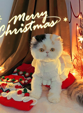 袋袋猫 圣诞红毛衣 宠物新年衣服喜庆装扮宠物冬季狗狗过年红衣服