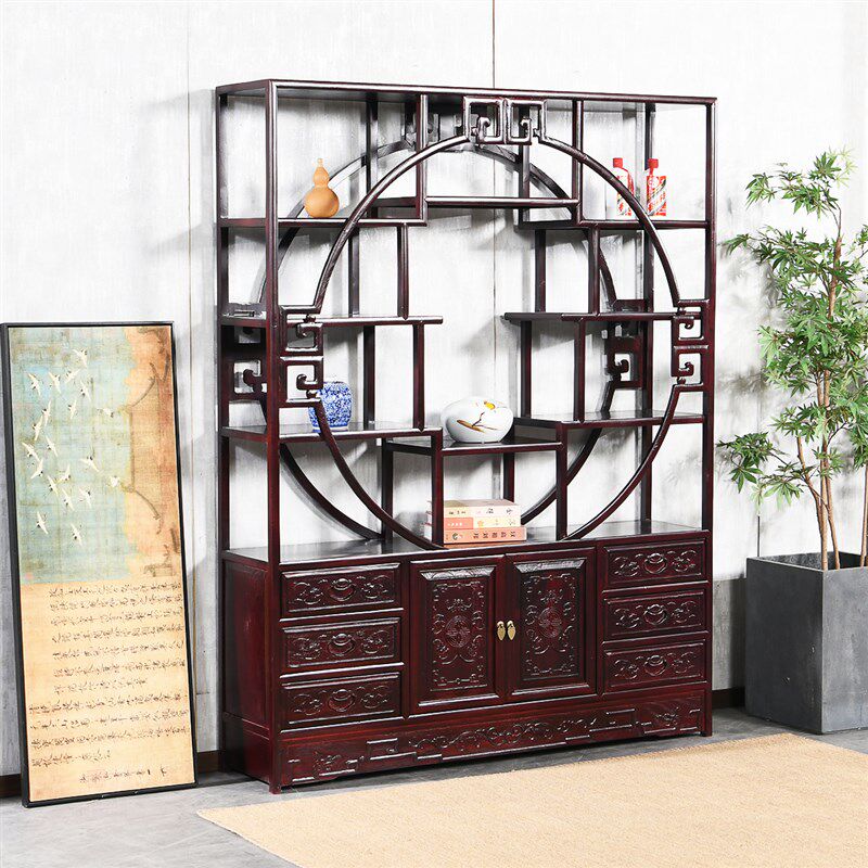 博古架新中式实木茶架置物架多宝阁多宝格展架家具小摆件装饰品