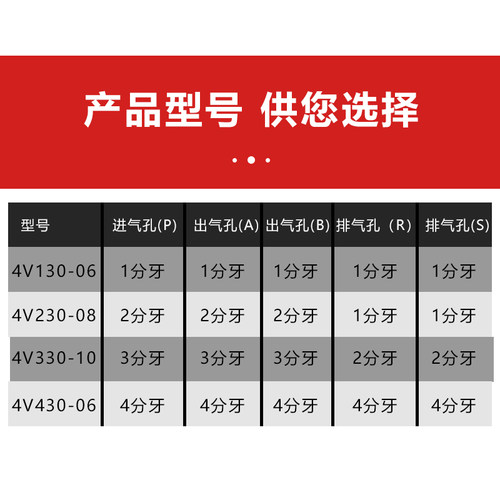 气动电磁阀4V230C-08中封式4V130C-06 4V330C-10 4V430C-15