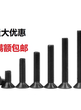 10.9级平头内六角螺丝钉平杯黑色内六角螺栓沉头螺钉铁发黑M4M5