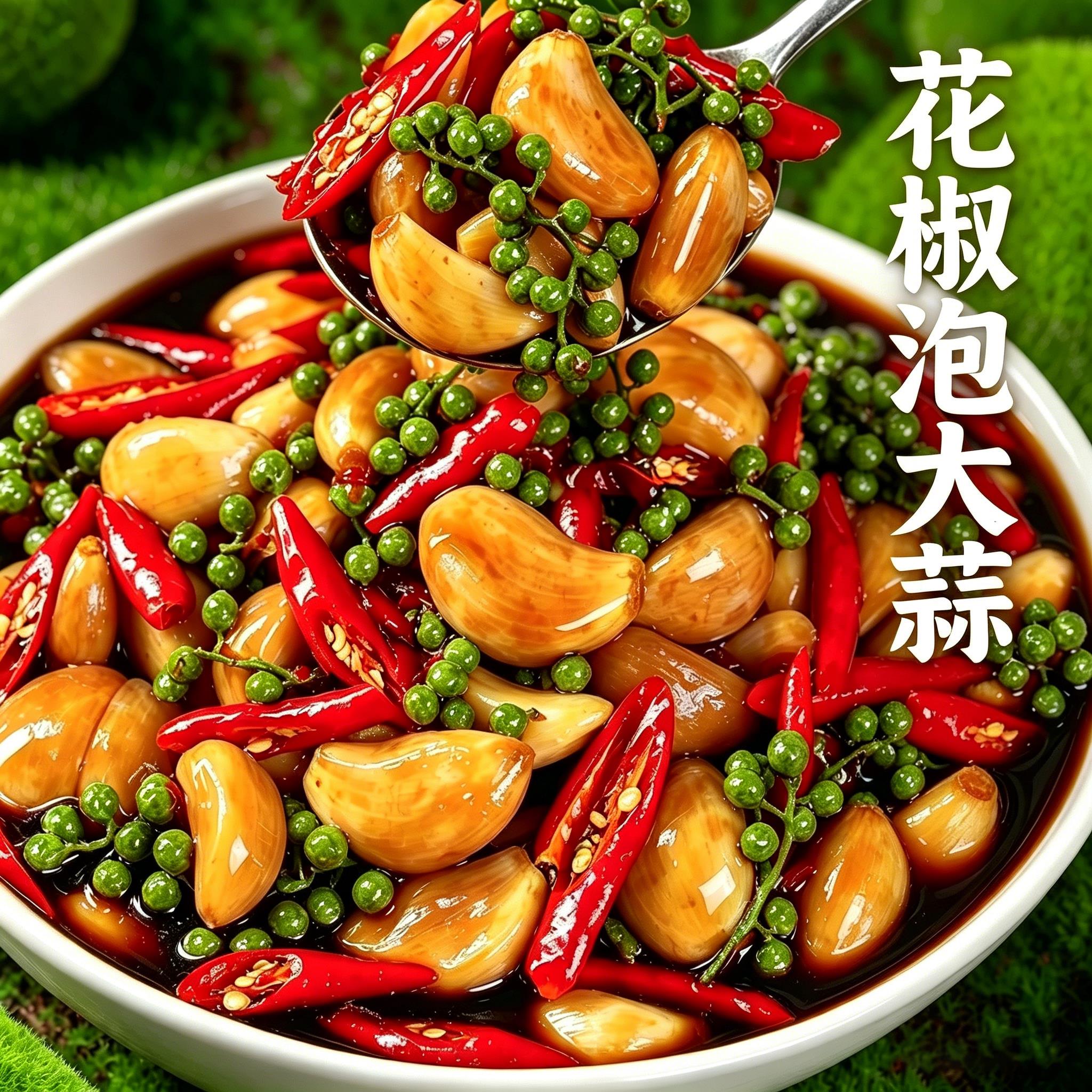 花椒泡大蒜农家手工老坛青花椒泡蒜头酱香辣腊八蒜泡菜开味下饭菜