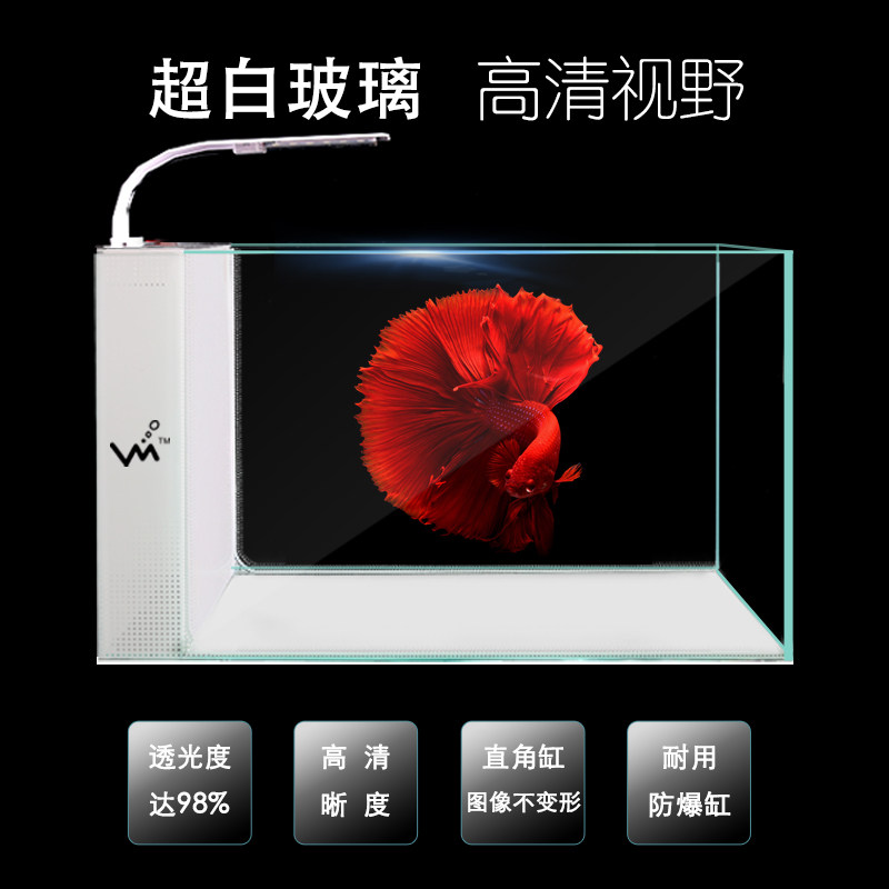 超白玻璃小型鱼缸家用桌面客厅卧室创意休闲生态免换水侧滤水族箱