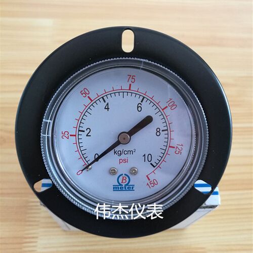 B牌轴向压力表Y60ZT-10kg面板式气压表水压表轴向带边压力表