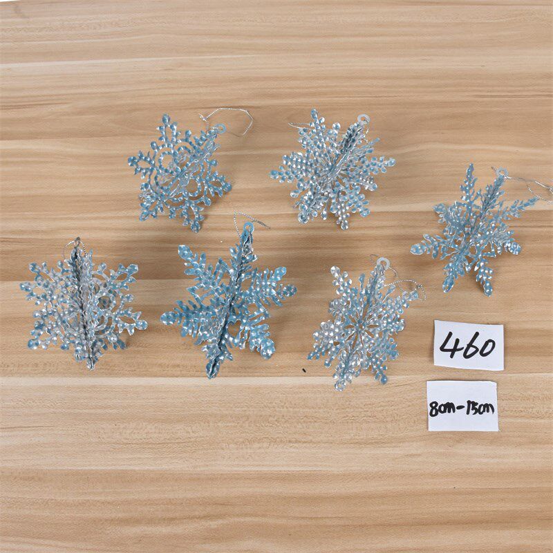 圣诞节日装饰用品闪粉透明彩色亚克力雪花塑胶商场橱窗布置摆饰