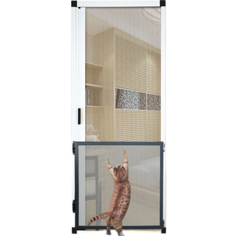 防猫防鼠门帘猫抓围栏封窗折叠护栏推拉式伸缩跳窗网拦猫宠物纱门