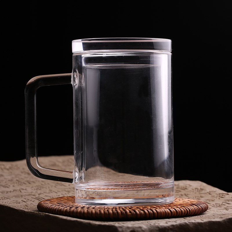 东海原矿高端水晶杯老板杯盖杯带把办公茶杯天然原石全手工茶具