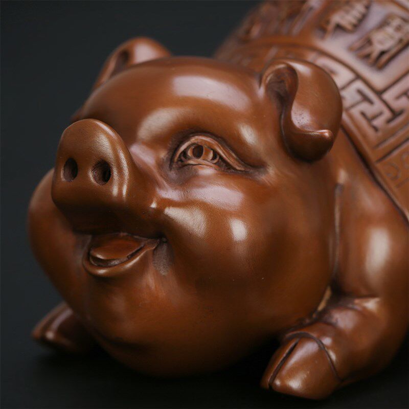 匠泽铜魂 发财猪紫铜工艺礼品摆饰家居招财进宝福猪 桌面摆件