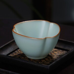 汝窑朵朵杯景德镇主人杯陶瓷茶盏汝瓷品茗杯复古功夫茶杯青瓷礼品