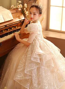 2026新款儿童礼服公主裙春秋女童生日小女孩主持人晚礼服儿童节演