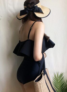 2026新款泳衣女遮肚显瘦性感游泳衣温泉保守连体三角式荷叶边泳装