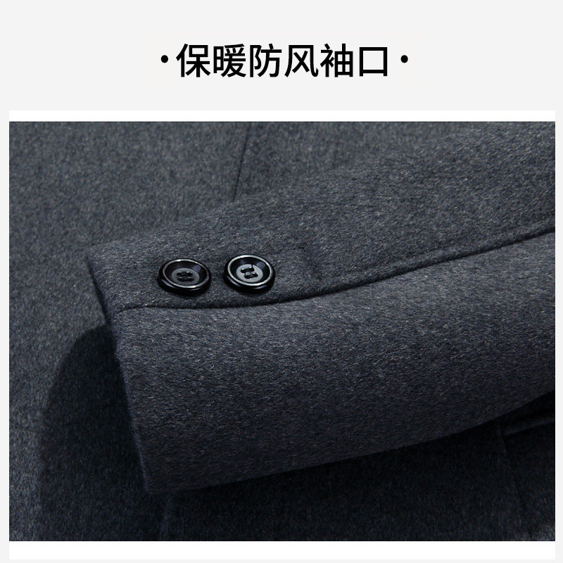 老爷车秋冬季中老年男士羊毛呢大衣中长版爷爷加厚款爸爸呢子外套