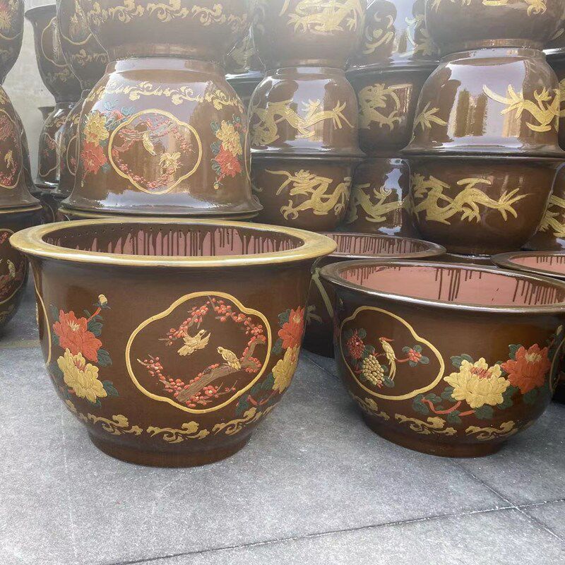 养睡莲铜钱草荷花专用盆缸特大水培陶瓷鱼缸加厚无孔种植花盆造景