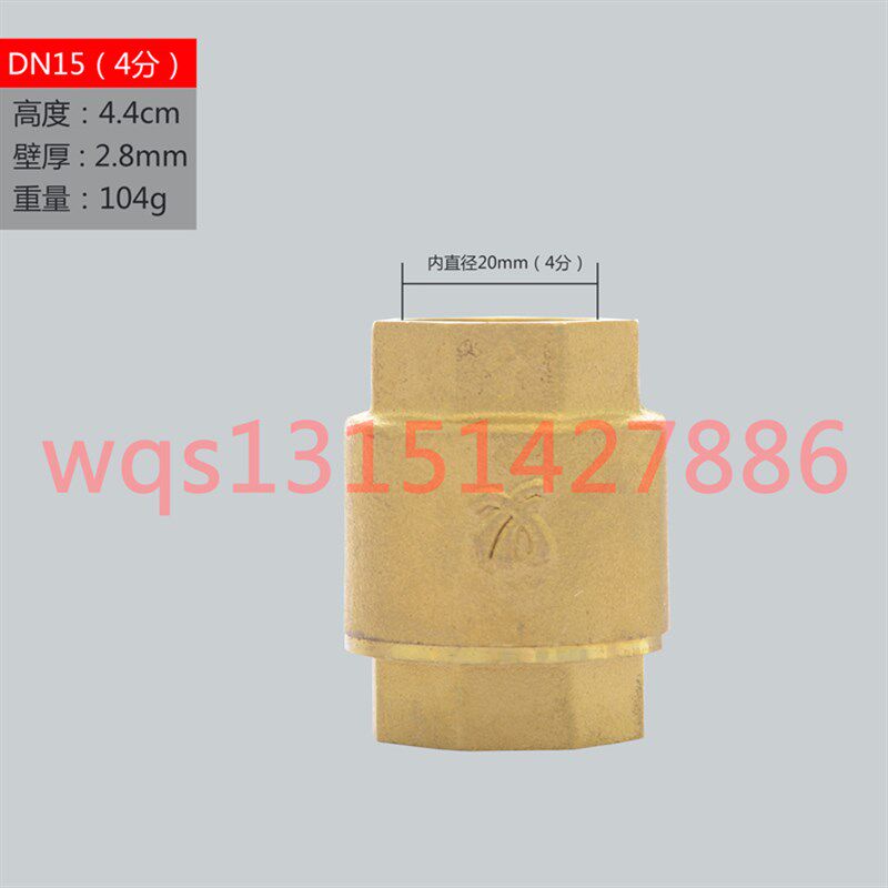 全铜加厚立式止回阀4分DN15单向阀 弹簧水表前止逆阀止回流6分1寸
