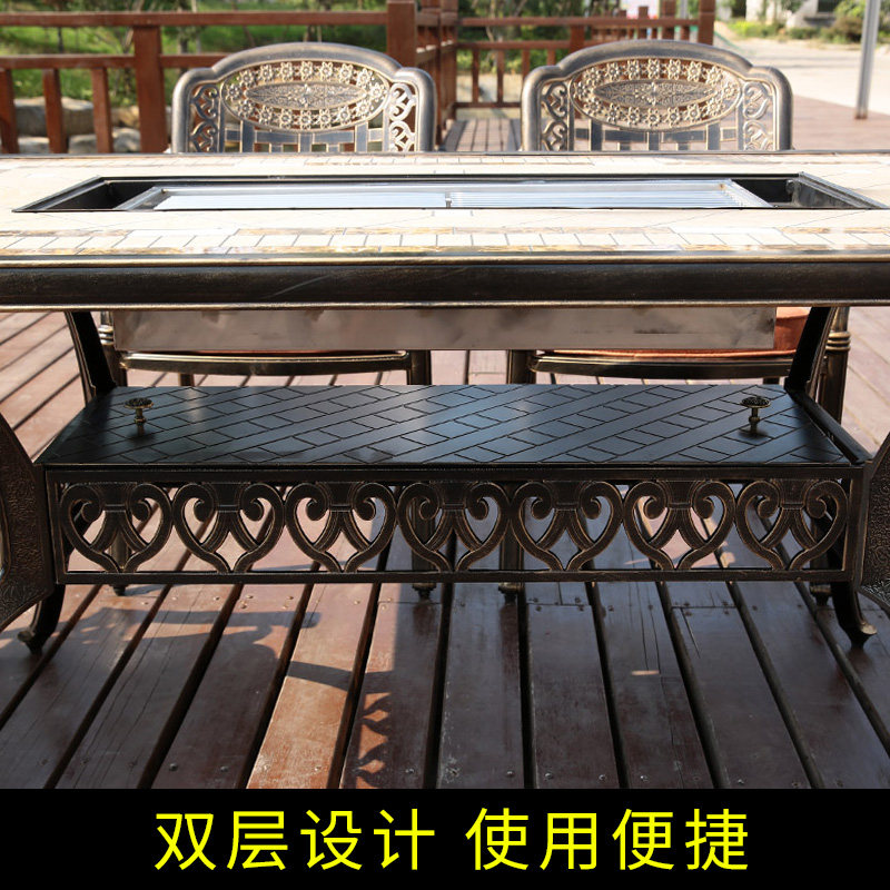 户外桌椅铸铝烧烤桌椅欧式庭院桌椅花园休闲阳台室外露天铁艺桌子