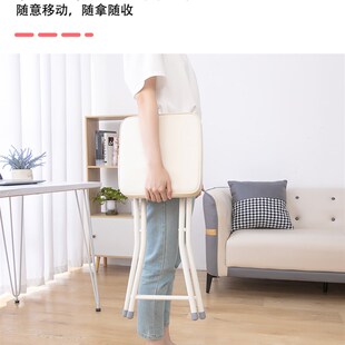 YSF简约餐椅休闲白色折叠椅子宿舍陪读会议临时用餐馆方形凳子