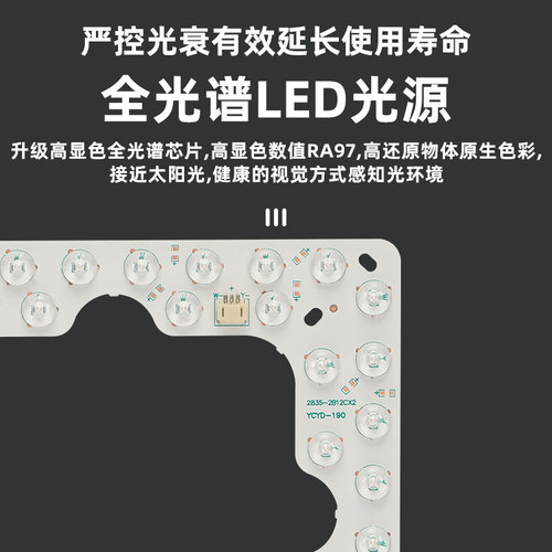全光谱吸顶灯led灯芯圆形卧室书房灯替换光源灯带护眼风扇灯灯盘