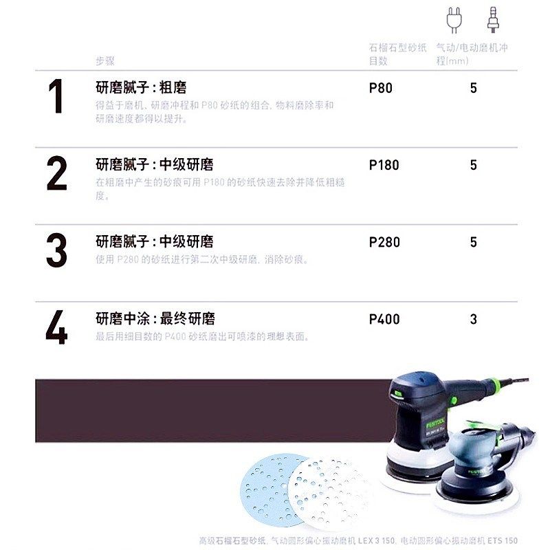 费斯托干磨砂纸石榴石6寸48孔圆形打磨抛光植绒通用自粘砂碟耐磨