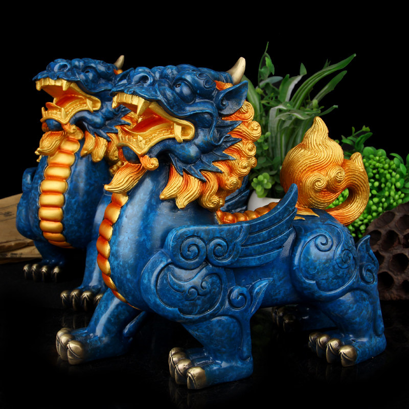 朴器 彩绘铜独角怪兽貔貅摆件