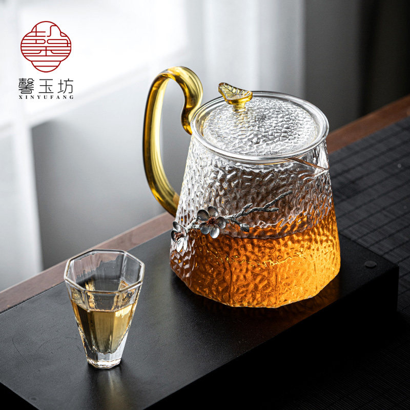 馨玉坊锤纹玻璃壶烧水煮茶壶带过滤泡茶壶家用花茶壶电陶炉煮茶器