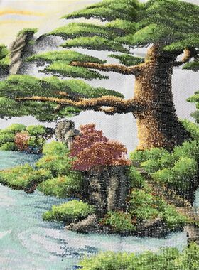 纯手工十字绣成品绣好的迎客松财运版仙鹤版帆船大图客厅包邮