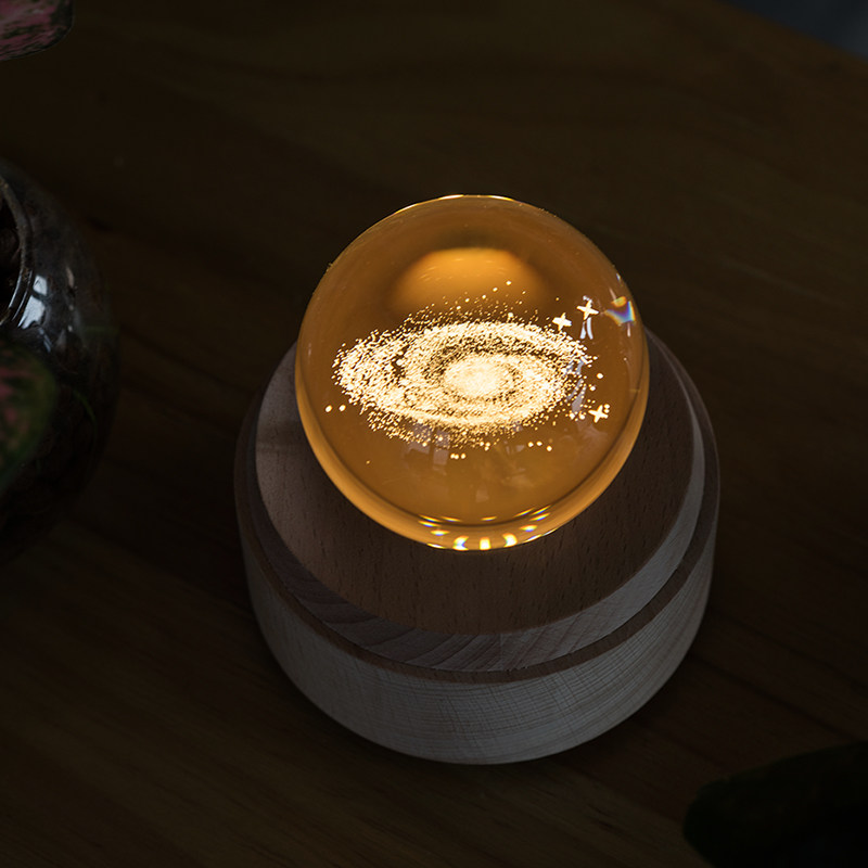 水晶球旋转木质天空之城音乐盒星空八音盒创意儿童闺蜜女生日礼物