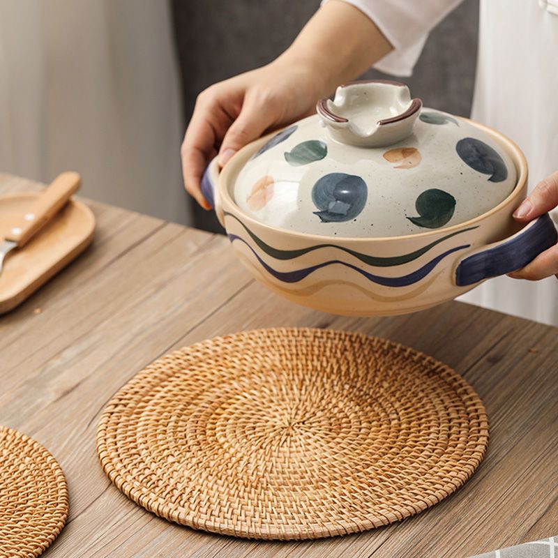 越南手工藤编织隔热垫家用餐垫盘碗砂锅茶杯垫中式收纳防烫餐桌垫
