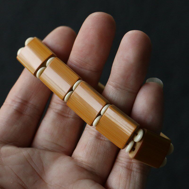 精品纯手工精磨天然老玉竹文玩手牌竹雕竹制把玩手串竹手链手把件