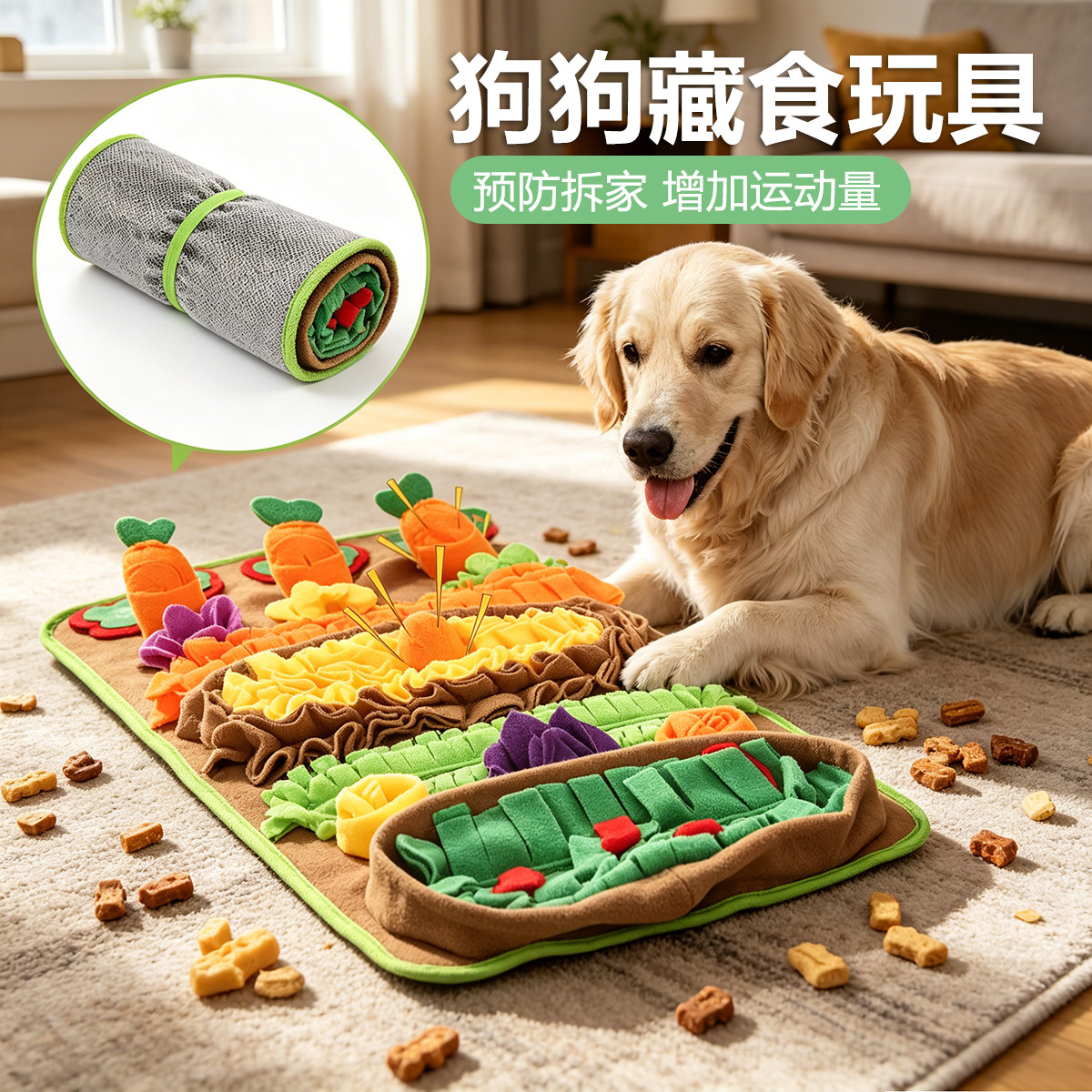 宠物嗅闻垫手工解闷防噎闻嗅垫狗狗发声益智训练慢食垫藏食玩具
